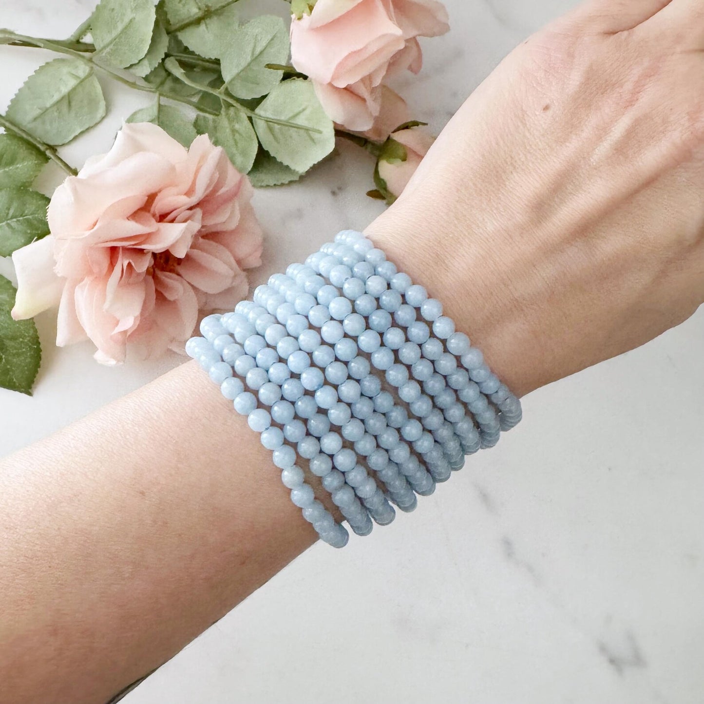 4mm Angelite Beaded Bracelet