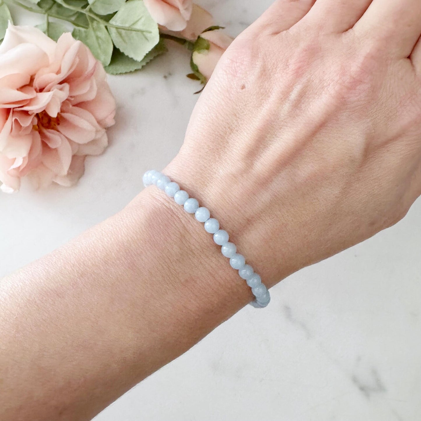 4mm Angelite Beaded Bracelet