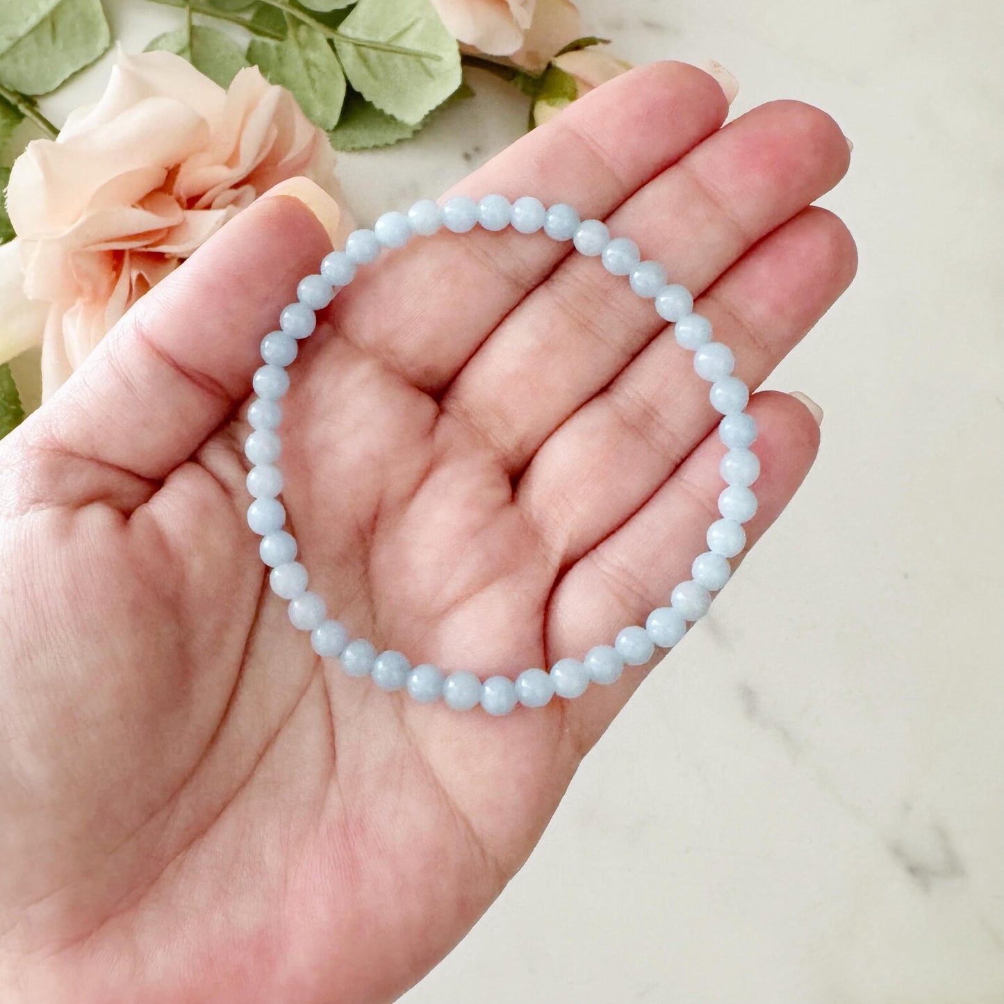 4mm Angelite Beaded Bracelet