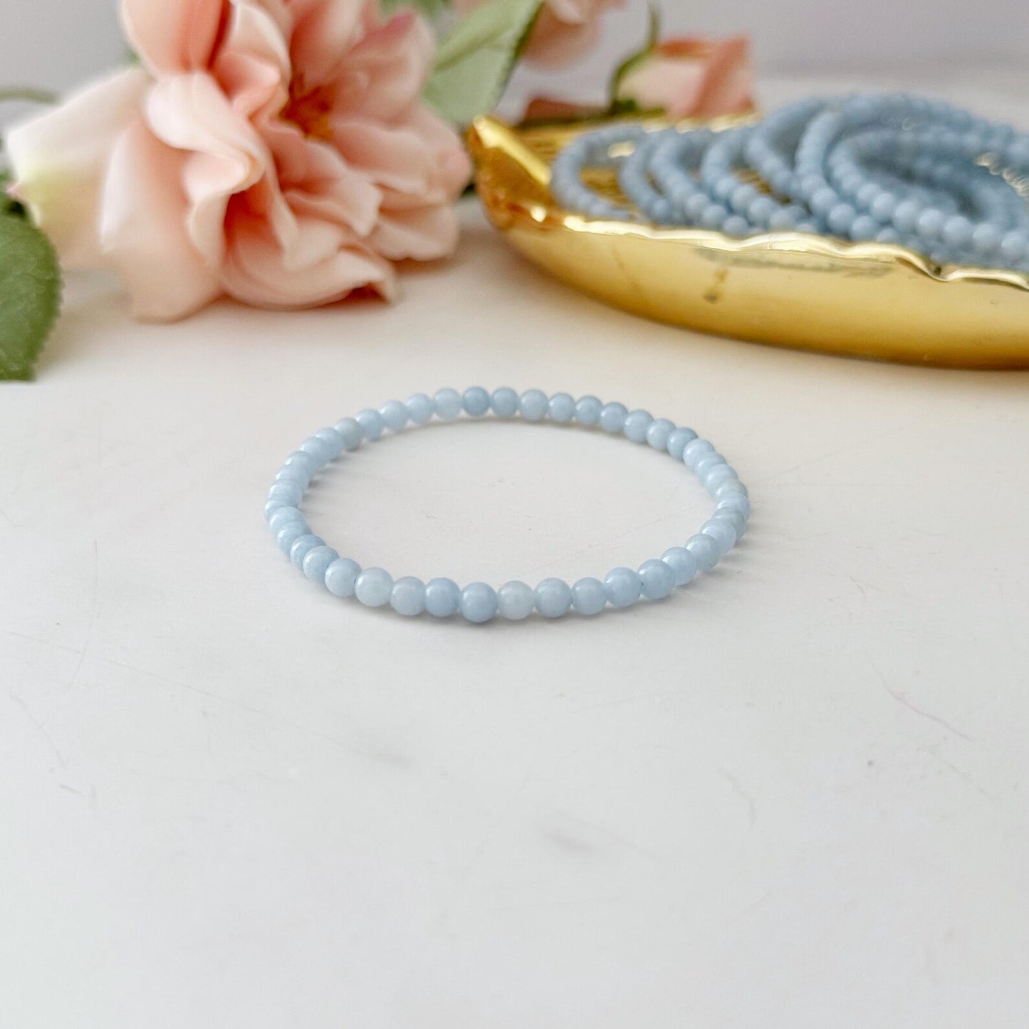 4mm Angelite Beaded Bracelet