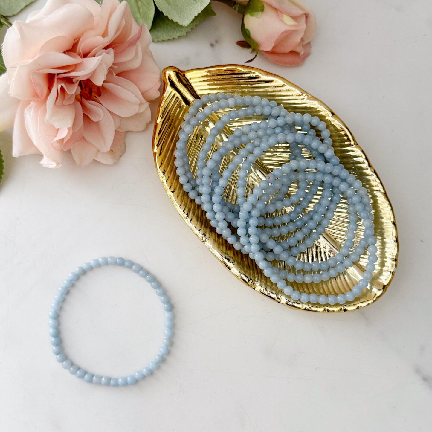 4mm Angelite Beaded Bracelet