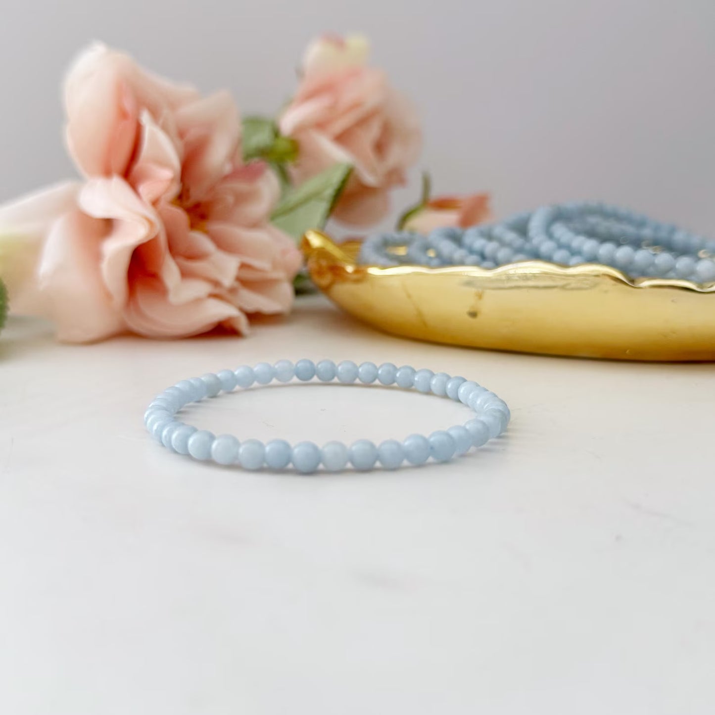 4mm Angelite Beaded Bracelet