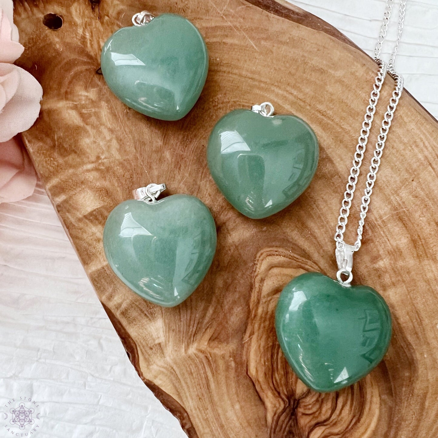 1" Green Aventurine Heart Pendant