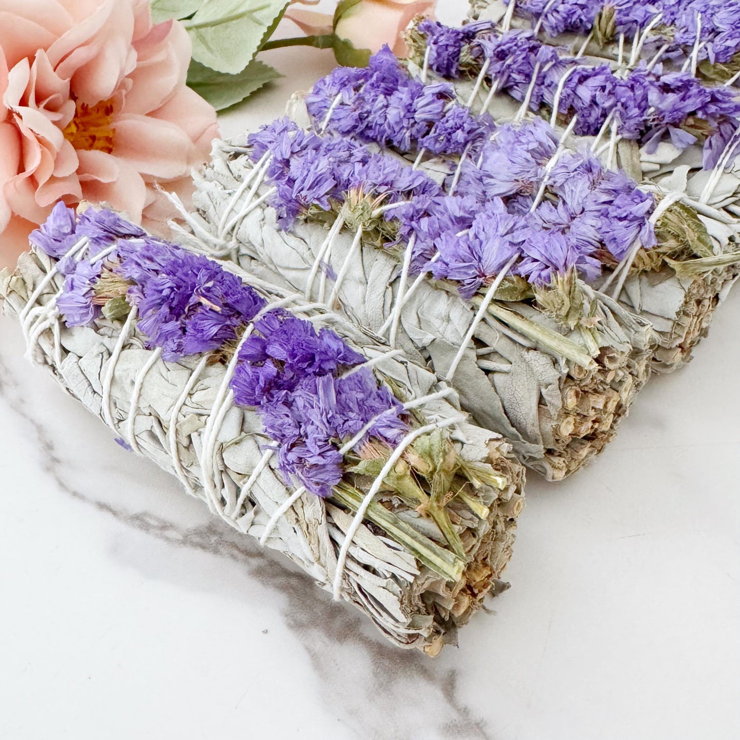 Organic White Sage & Purple Sinuata Smudge Stick