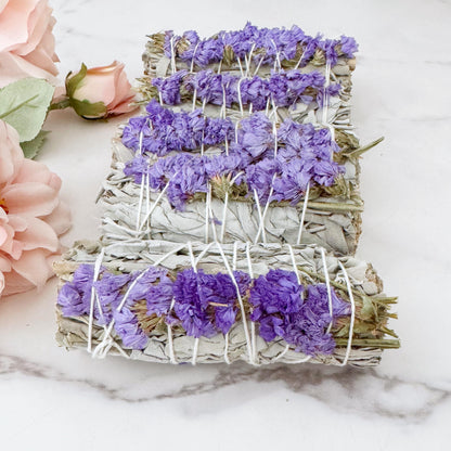 Organic White Sage & Purple Sinuata Smudge Stick