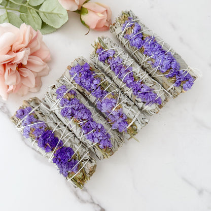Organic White Sage & Purple Sinuata Smudge Stick