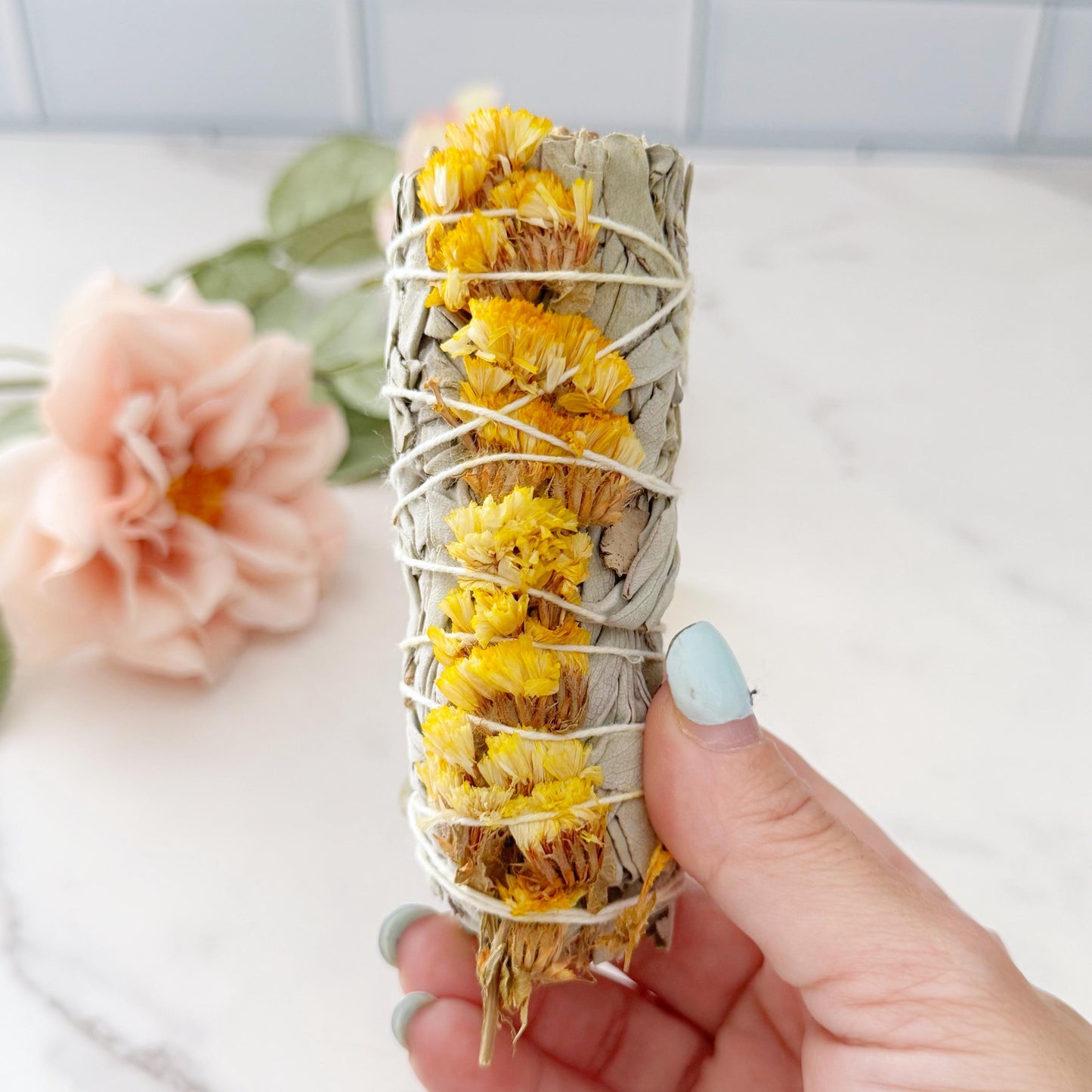 Organic White Sage & Yellow Sinuata Smudge Stick