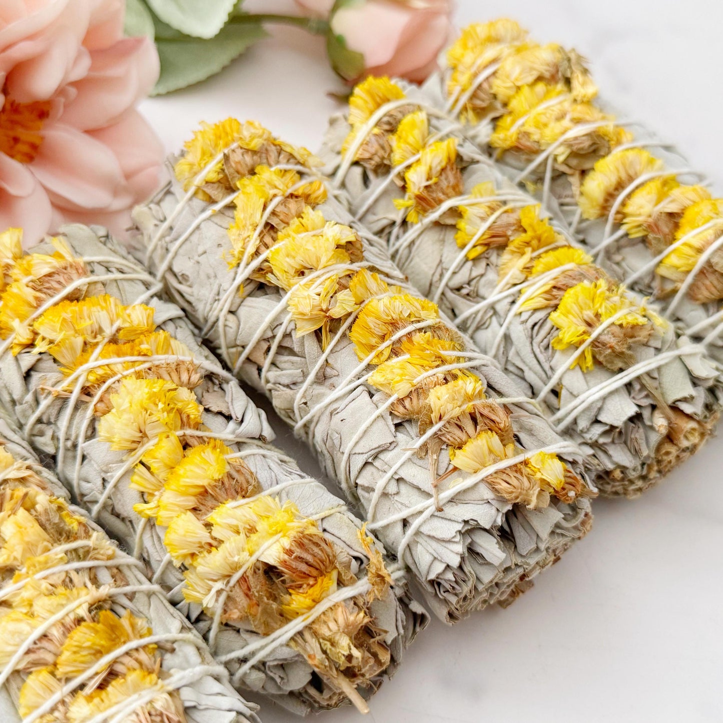 Organic White Sage & Yellow Sinuata Smudge Stick
