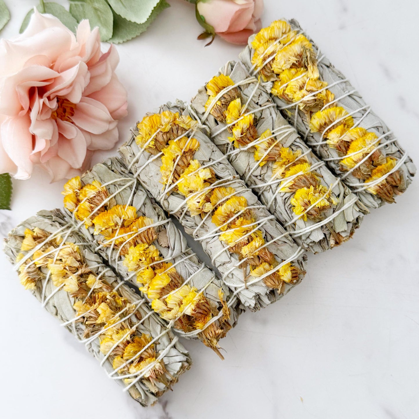 Organic White Sage & Yellow Sinuata Smudge Stick