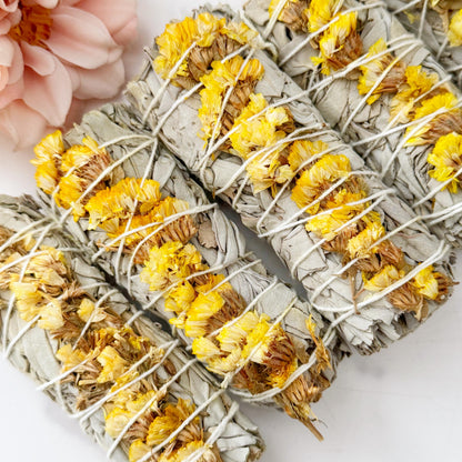 Organic White Sage & Yellow Sinuata Smudge Stick