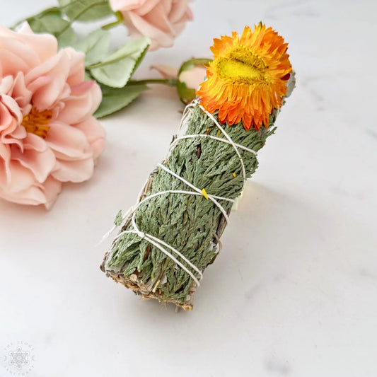 Cedar, Sage & Strawflower Smudge Stick