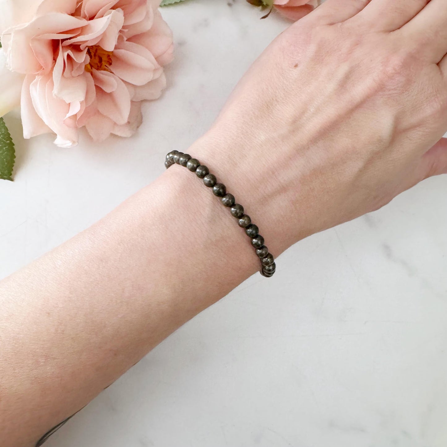 4mm Pyrite Beaded Bracelet