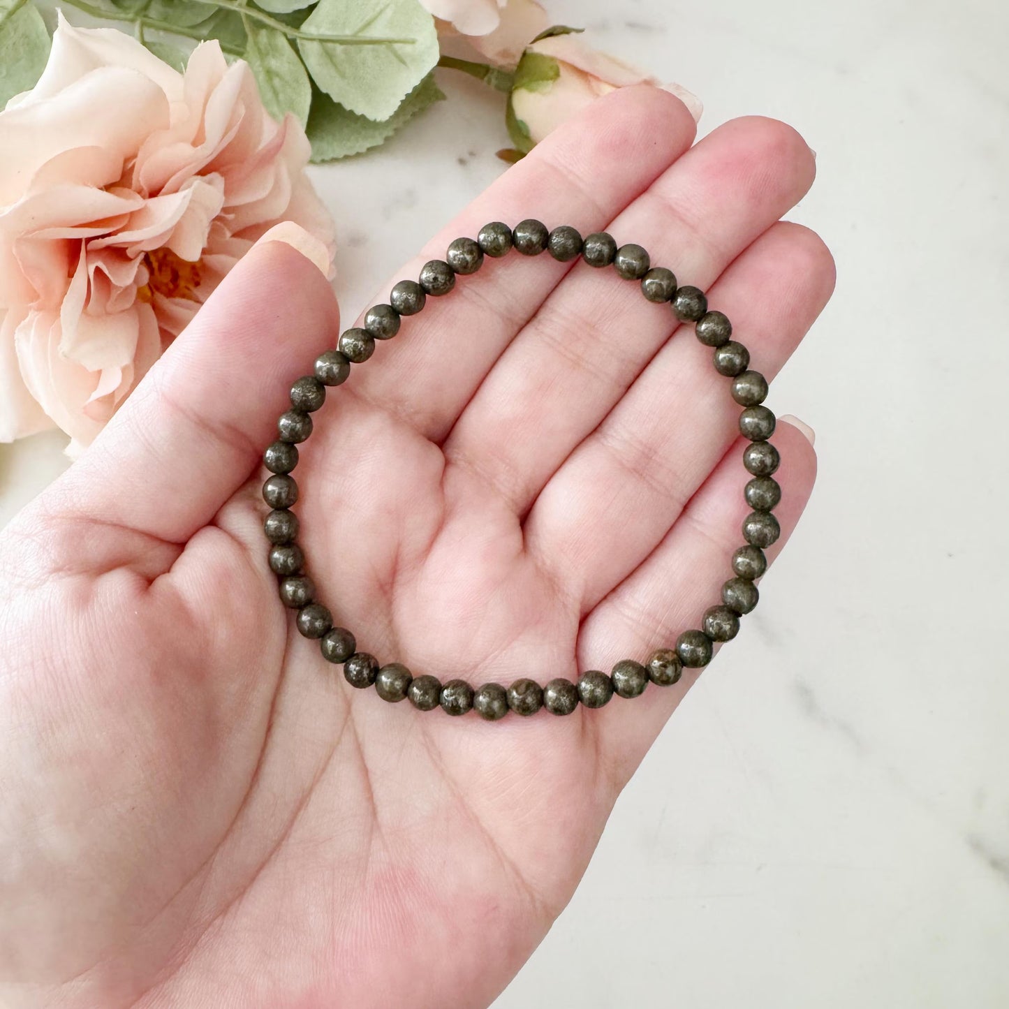 4mm Pyrite Beaded Bracelet