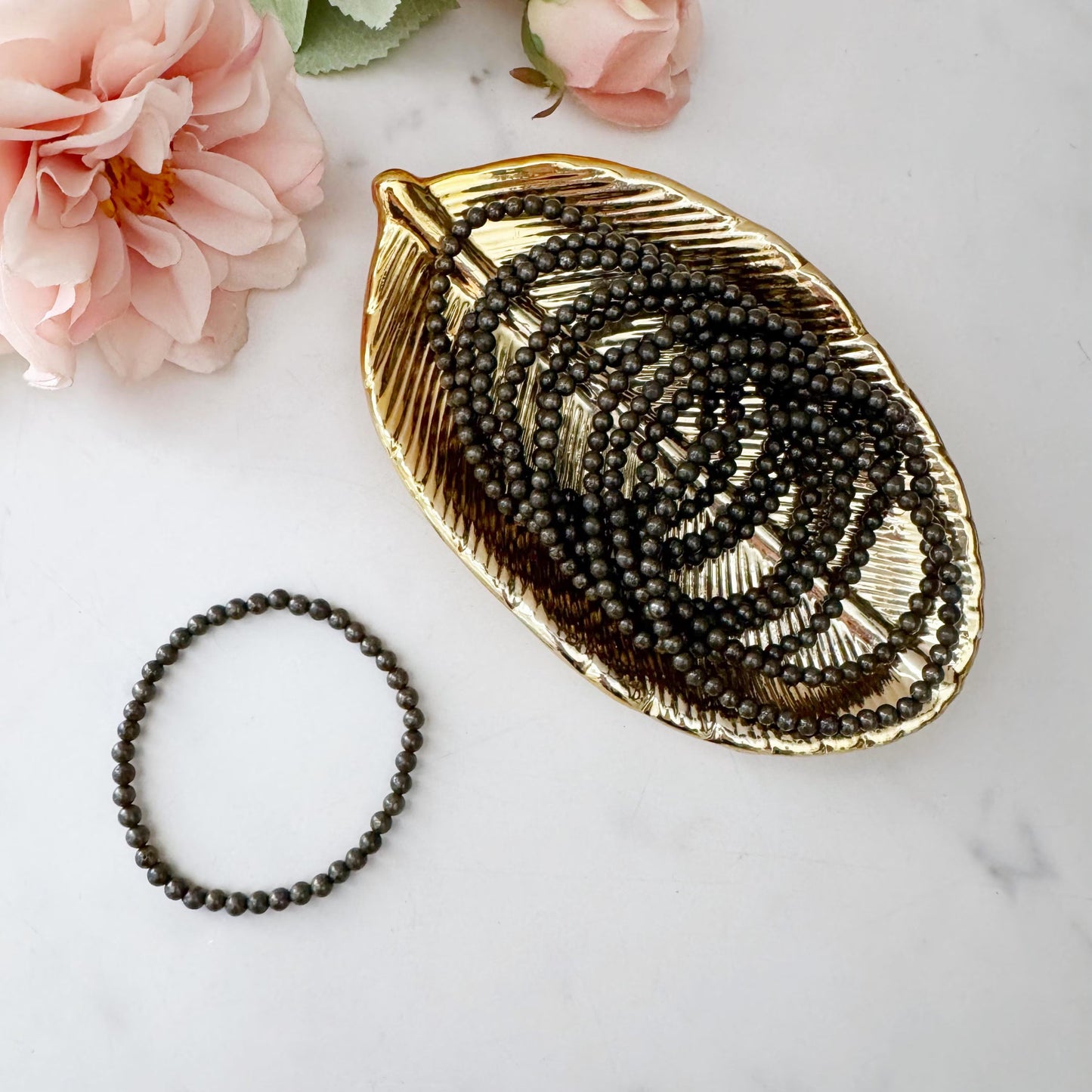 4mm Pyrite Beaded Bracelet