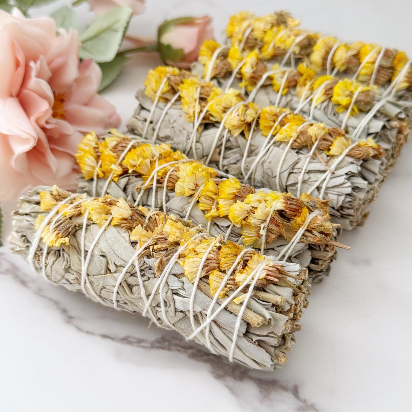 Organic White Sage & Yellow Sinuata Smudge Stick