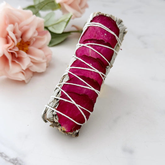 Organic White Sage & Red Rose Petals