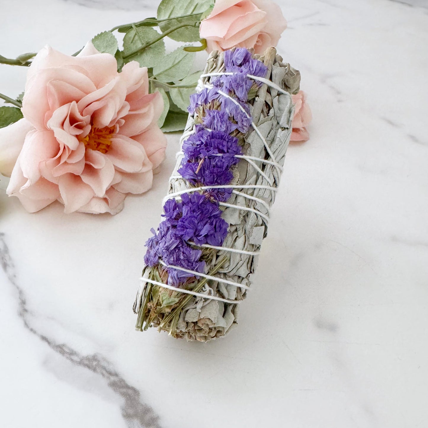 Organic White Sage & Purple Sinuata Smudge Stick