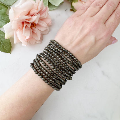 4mm Pyrite Beaded Bracelet