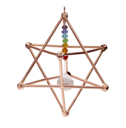 4" or 6" Copper Chakra Merkaba Prism Suncatcher