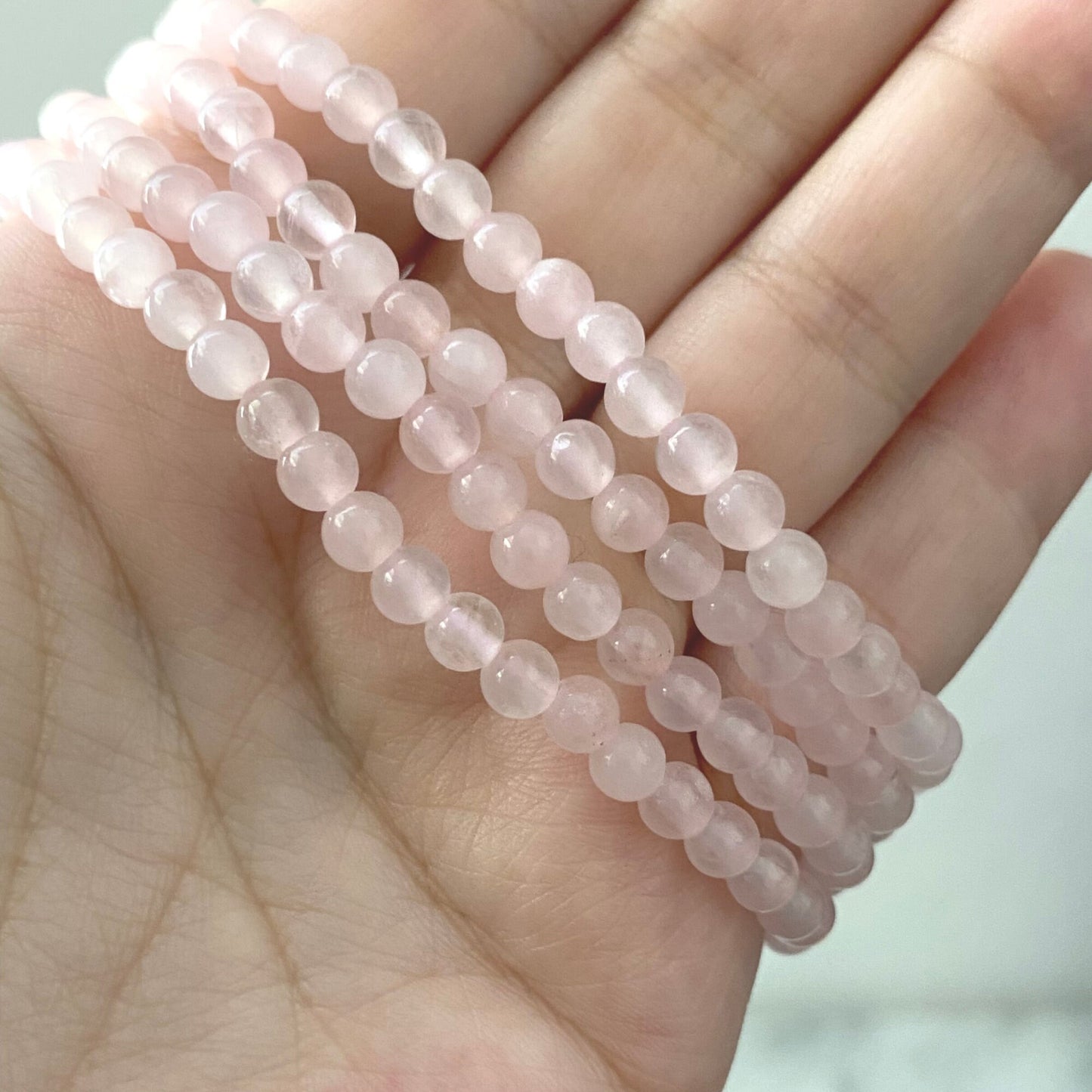 4mm Rose Quartz Beaded Bracelet