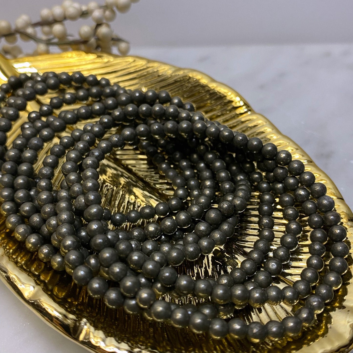 4mm Pyrite Beaded Bracelet
