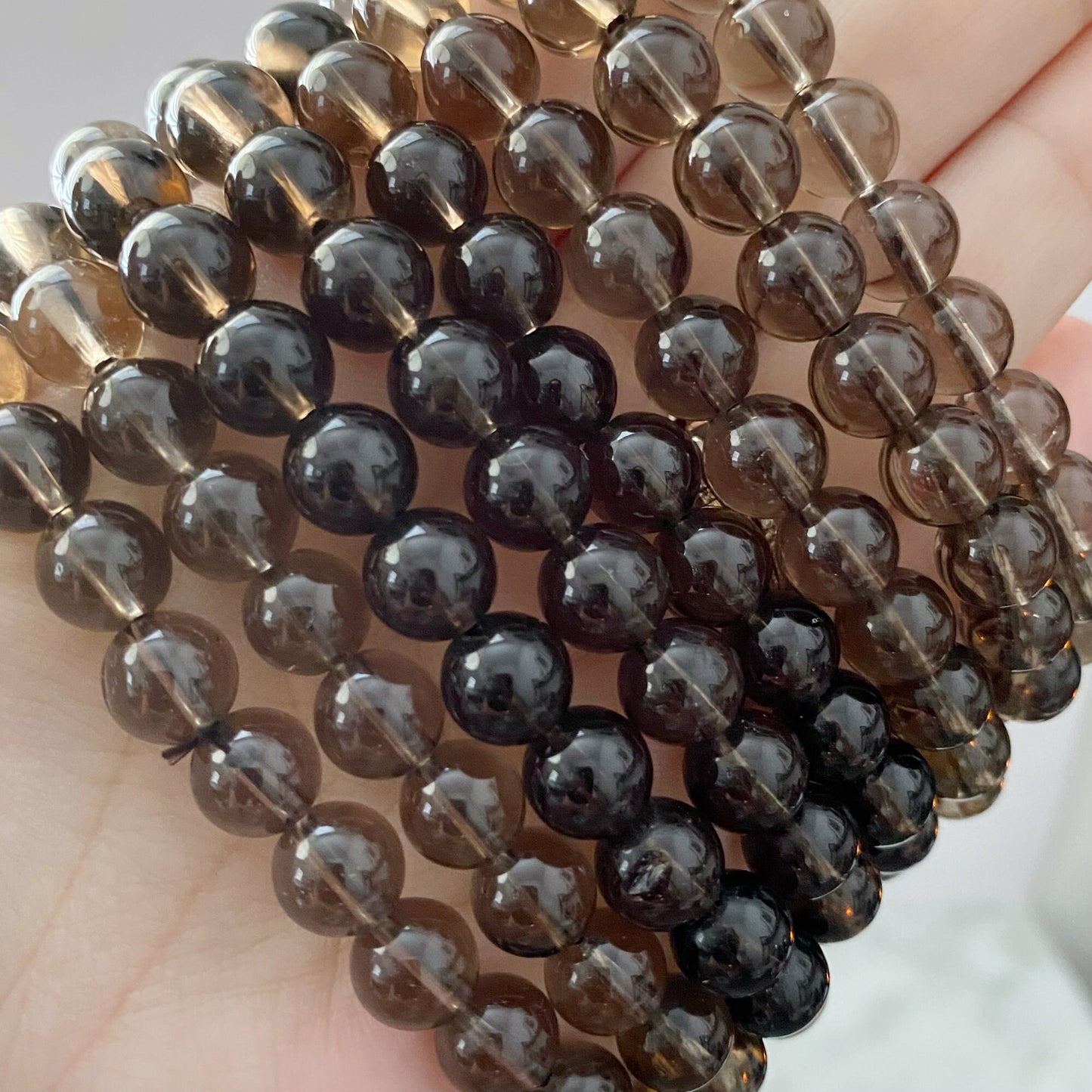 8mm Smoky Quartz Beaded Bracelet