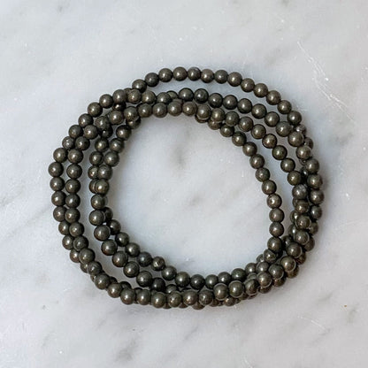 4mm Pyrite Beaded Bracelet