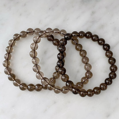8mm Smoky Quartz Beaded Bracelet