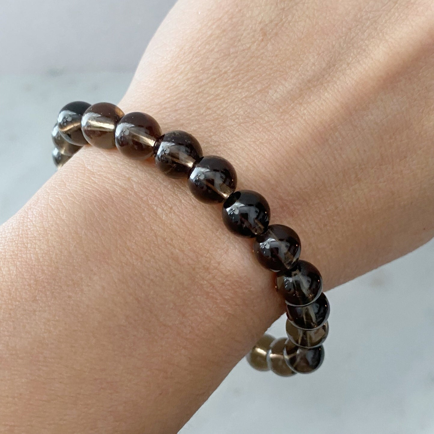 8mm Smoky Quartz Beaded Bracelet