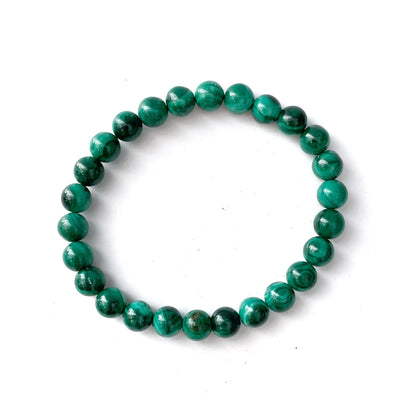 8mm Genuine Malachite Beaded Bracelet