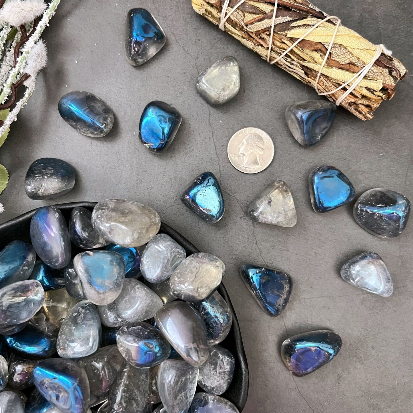 Indigo Aura Quartz Tumbled Stones