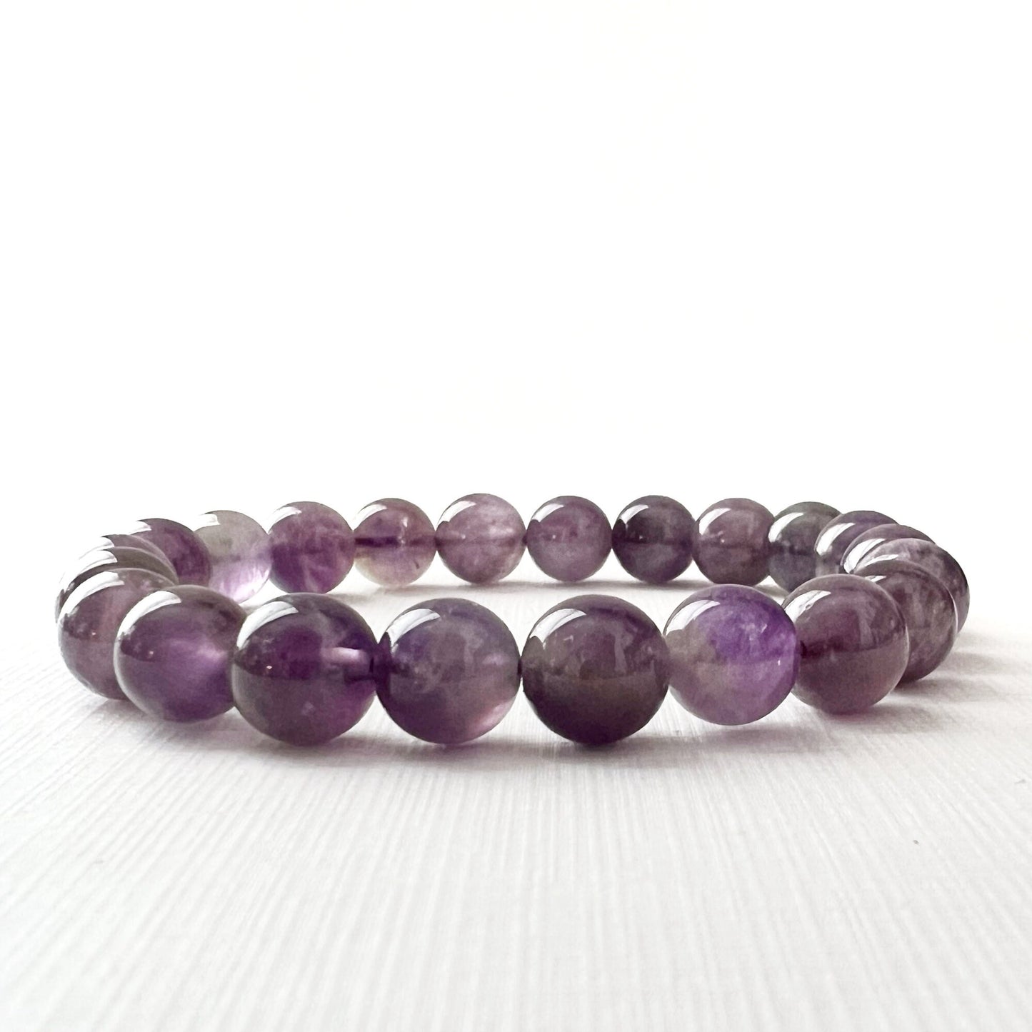 8mm Amethyst Beaded Bracelet