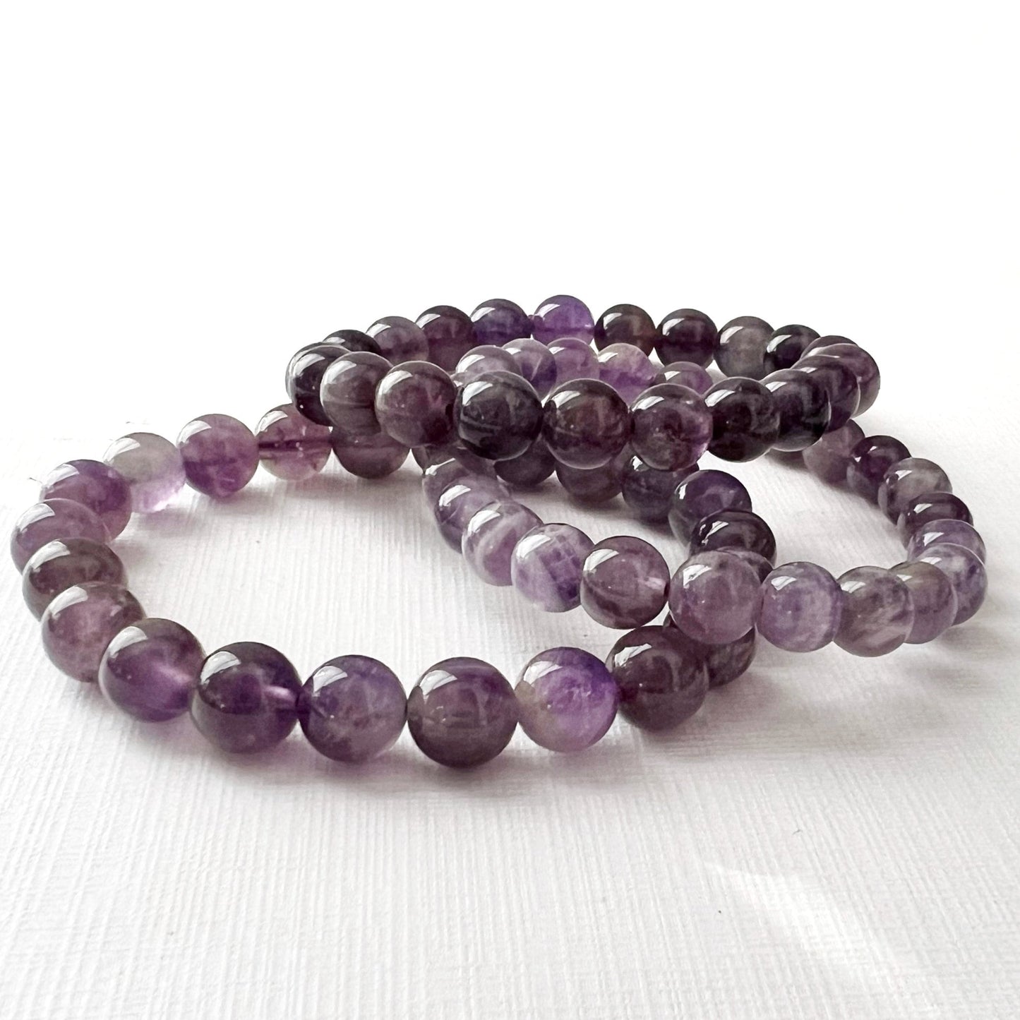 8mm Amethyst Beaded Bracelet