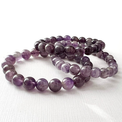 8mm Amethyst Beaded Bracelet