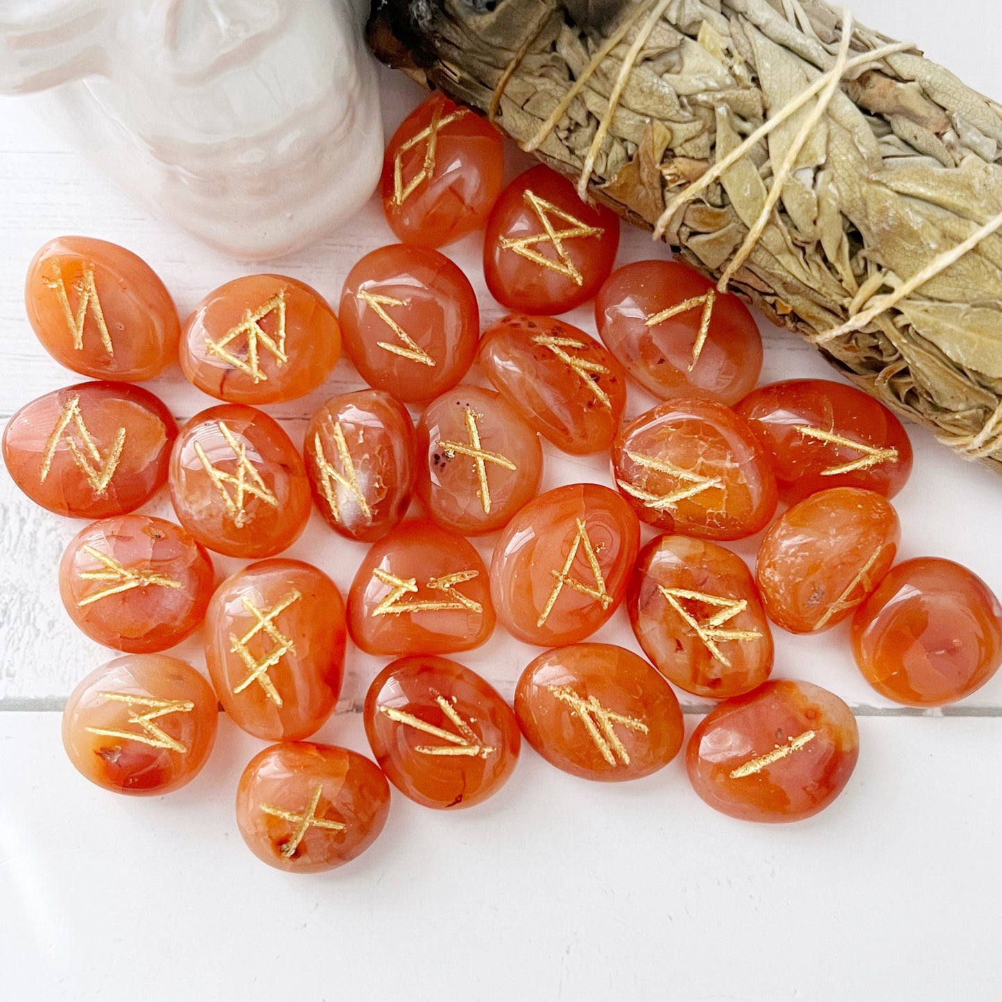 Carnelian Elder Futhark Runes