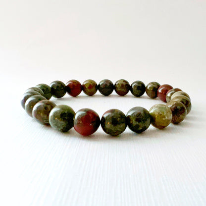 8mm Dragon Blood Jasper Beaded Bracelet
